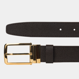 Ремень кожаный мужской из натуральной кожи сафьяно 35 мм, коричневый