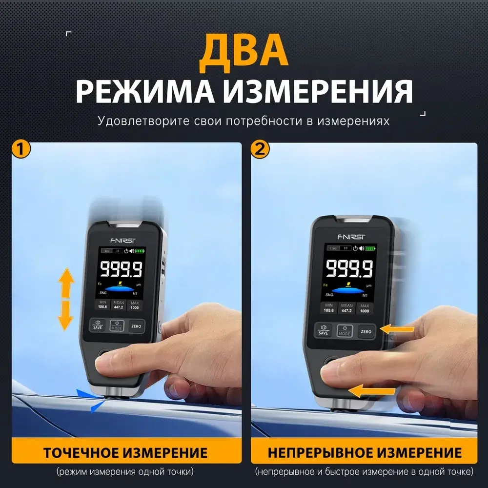 FNIRSI CTG-20 Измеритель толщины автомобильной краски, гальванический металл и шпатлевка, порошок, измеритель толщины покрытия для автомобиля 0-1400 мкм Fe nFe Fe+Zn