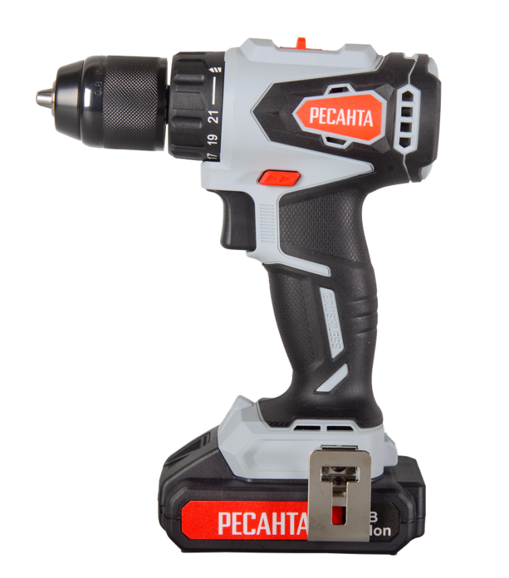 Дрель-шуруповерт аккумуляторная Ресанта ДА-20-2ЛК-Б (2,0 А/ч) (бесщеточный двигатель)