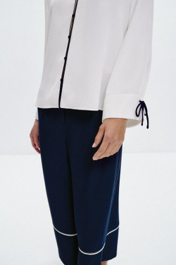 ZARA БРЮКИ-КЮЛОТЫ С ДЕКОРАТИВНОЙ СТРОЧКОЙ, МОРСКОЙ СИНИЙ