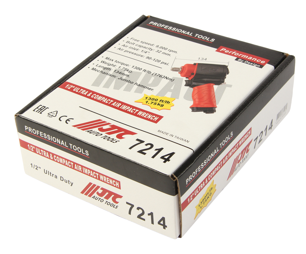 Гайковерт пневматический 1/2" 1763Нм 9000об/мин. 90-120PSI JTC