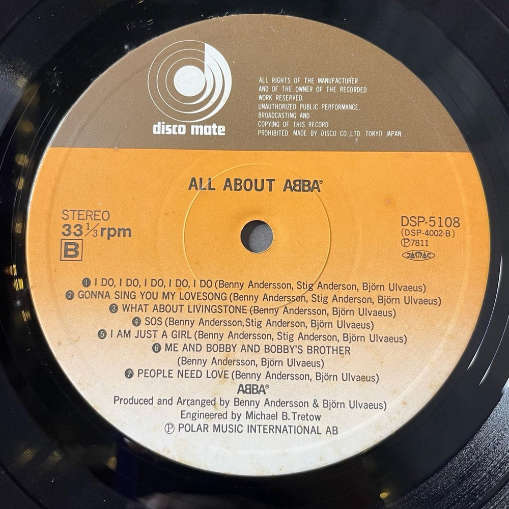Винтажная виниловая пластинка LP АББА All About ABBA (Japan 1978) (Obi Copy)