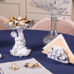 Фруктовница Эдем Белая с чашей из стекла