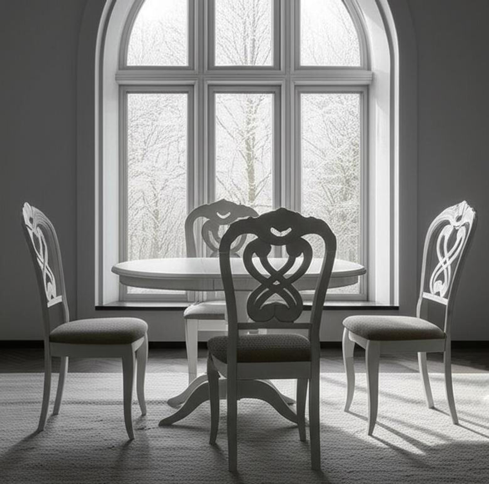 Стул -Андромеда/ Andromeda дерево гевея, 47х55,5х107 см, Ivory white, ткань коричневая S168-7