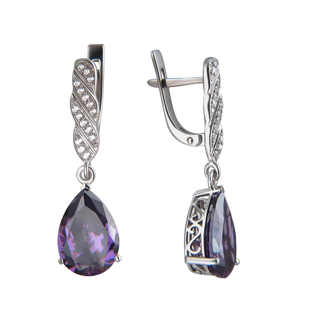 Серьги с фианитом из серебра 925 пробы JA-S-511636-2