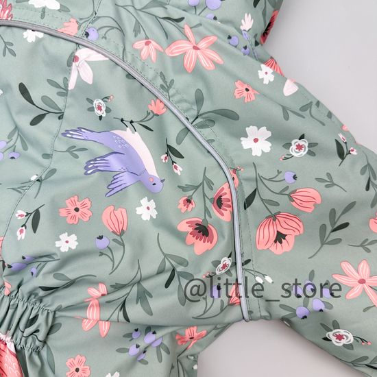 Комбинезон демисезонный "Цветущий сад" морозный зеленый