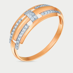 Кольцо для женщин из розового золота 585 пробы с фианитами (арт. 1101175)