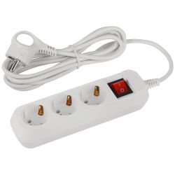 Удлинитель электрический ЭРА UDL-10-330-ES Greenline 3 розетки с заземлением с выключателем 3м ПВС 3x0.75мм2