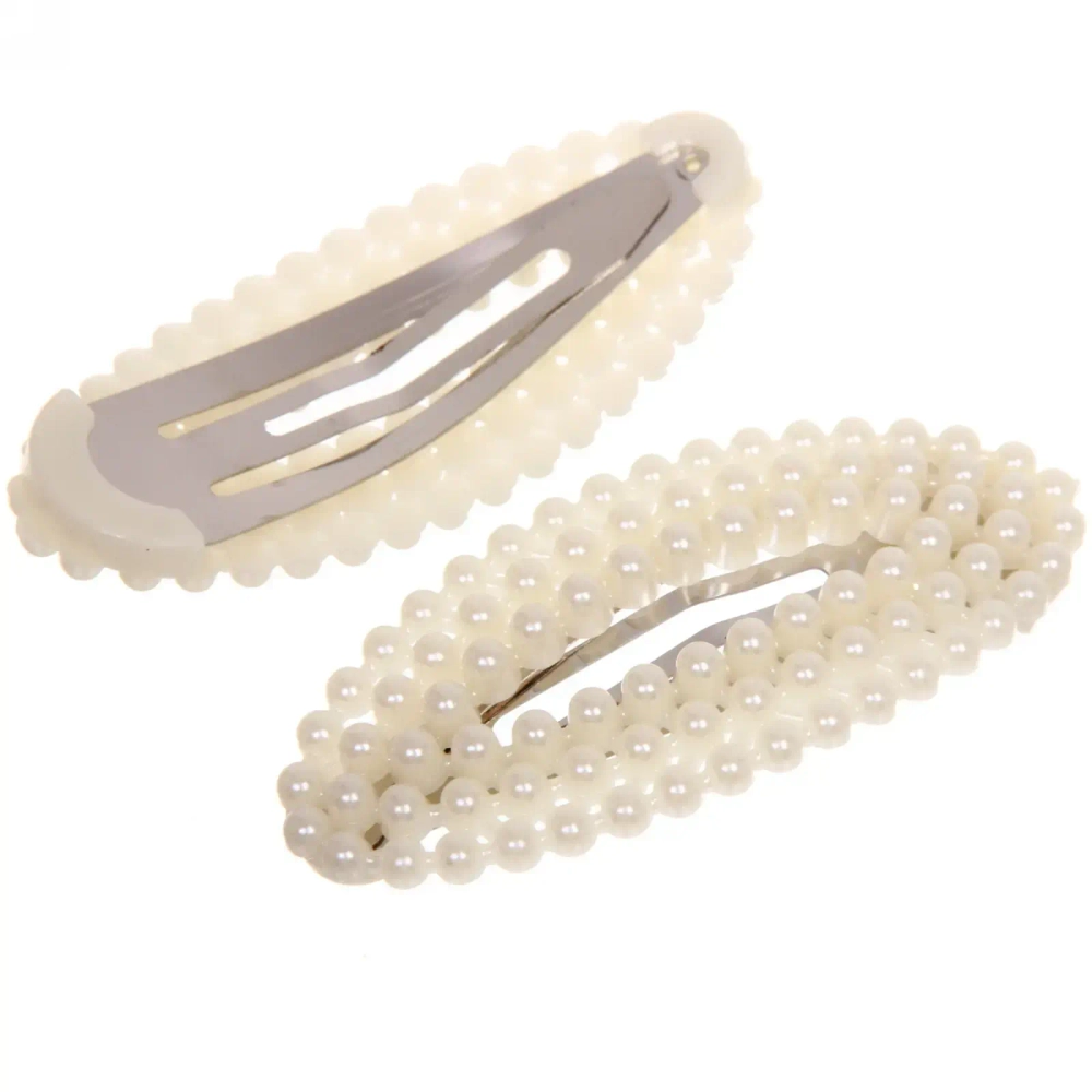 Зажимы для волос 2шт «New collection», овал, цвет белый, 7,5*3,2см