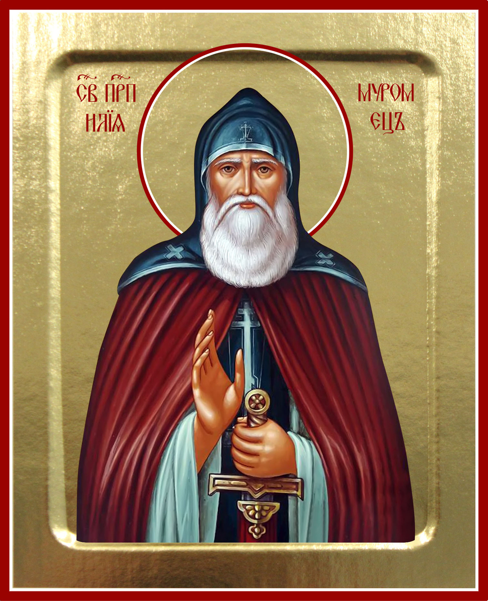 Икона Илии Муромца, преподобного на дереве: 125 х 160 (Синопсисъ)