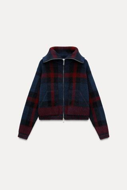 ZARA КАРДИГАН В КЛЕТКУ, СИНИЙ