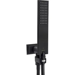 Bossini C13 Flat One ручной душ: держатель с шланговым подсоединением, душевая лейка, шланг (A00158), цвет черный матовый
