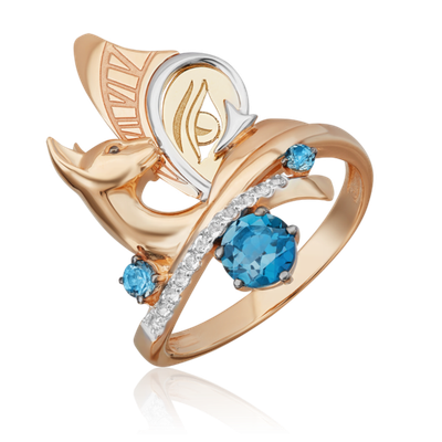Кольцо «Тайна красоты» из комбинированного золота с топазами и натуральными топазами white