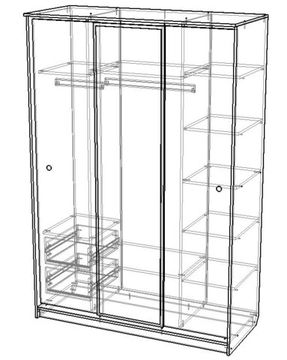 Шкаф-купе СТОУН-3 с зеркалом левый