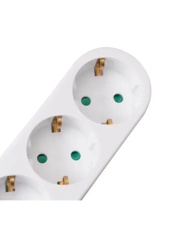 Тройник электрический с выключателем на 3 розетки, Разветвитель с заземлением и защитой от детей 16А 250В MartyHome