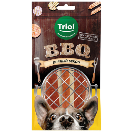 Лакомство для собак "Пряный бекон", 66г, серия BBQ, Triol