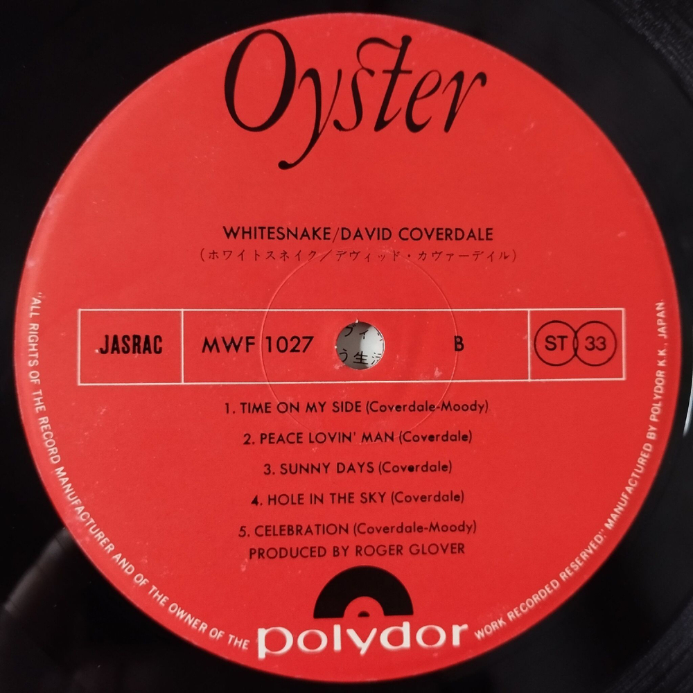 Винтажная виниловая пластинка LP David Coverdale Whitesnake (Japan 1977) (No Obi) Hole In The Sky