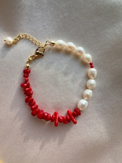 Браслет Коралловый с жемчугом