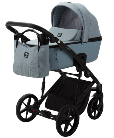 Детская коляска Adamex Mobi 2 в 1 M-PS41 (СЕР-ГОЛУБ.ТК+СЕР-ГОЛУБ.ПЕРФ.КОЖА)