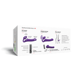 Гибкий страпон Strap-on-me с вибрацией, с 3-мя моторами, фиолетовый, размер M