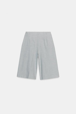 ZARА ДЛИННЫЕ БЕРМУДЫ С ЗАЩИПАМИ, СЕРЫЙ