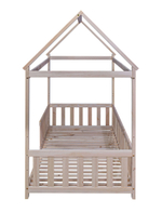 Кровать-домик Чайн 90х200 из массива сосны с основанием и бортиками, в натуральной отделке