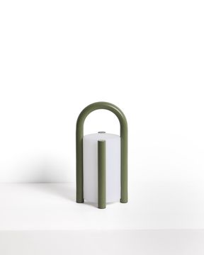 Портативная настольная лампа Leros из полиэтилена и стали зеленого цвета