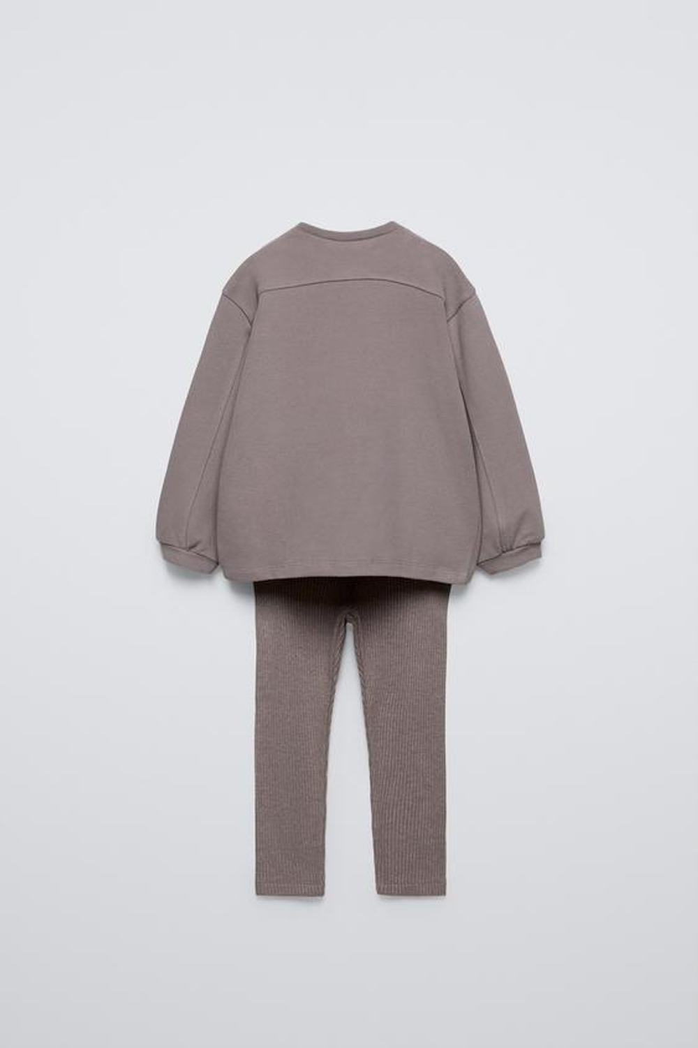 ZARA КОМПЛЕКТ ИЗ ФУТБОЛКИ И ЛЕГИНСОВ, КОРИЧНЕВЫЙ/СЕРЫЙ