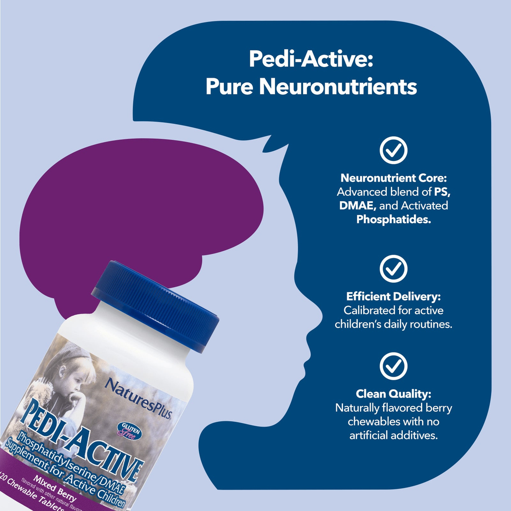 NaturesPlus, Pedi-Active®, ягодное ассорти, 120 жевательных таблеток