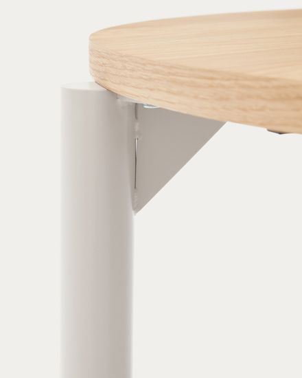 Montuiri круглый раздвижной стол из дубового шпона и белой стали Испания 