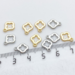 Подвеска Клевер, цвет серебро (родий), размер 10*8 мм, цена за 1 шт