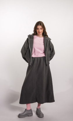 Худи на молнии укороченная из плюшевой ткани, графит