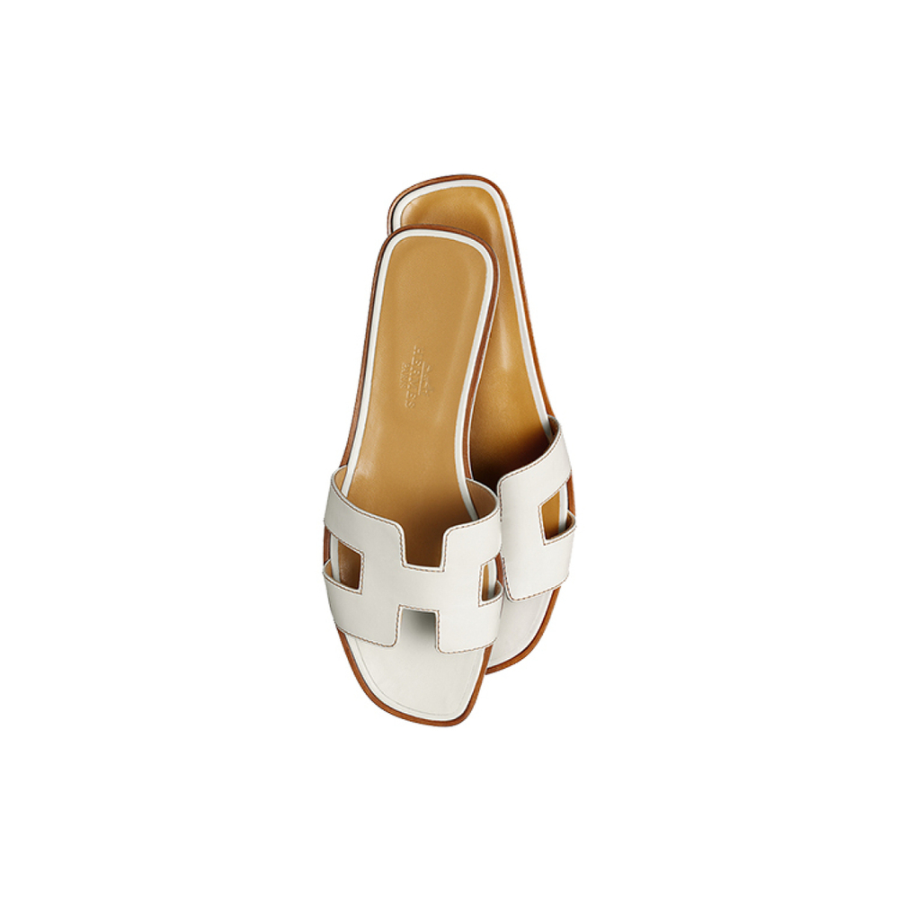 Hermes Oran leather simple Fashion sandals Women's white, H021056Z 02