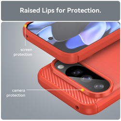 Чехол красного цвета с дизайном под карбон на Google Pixel 10 и 10 Pro, серия Carbon от Caseport