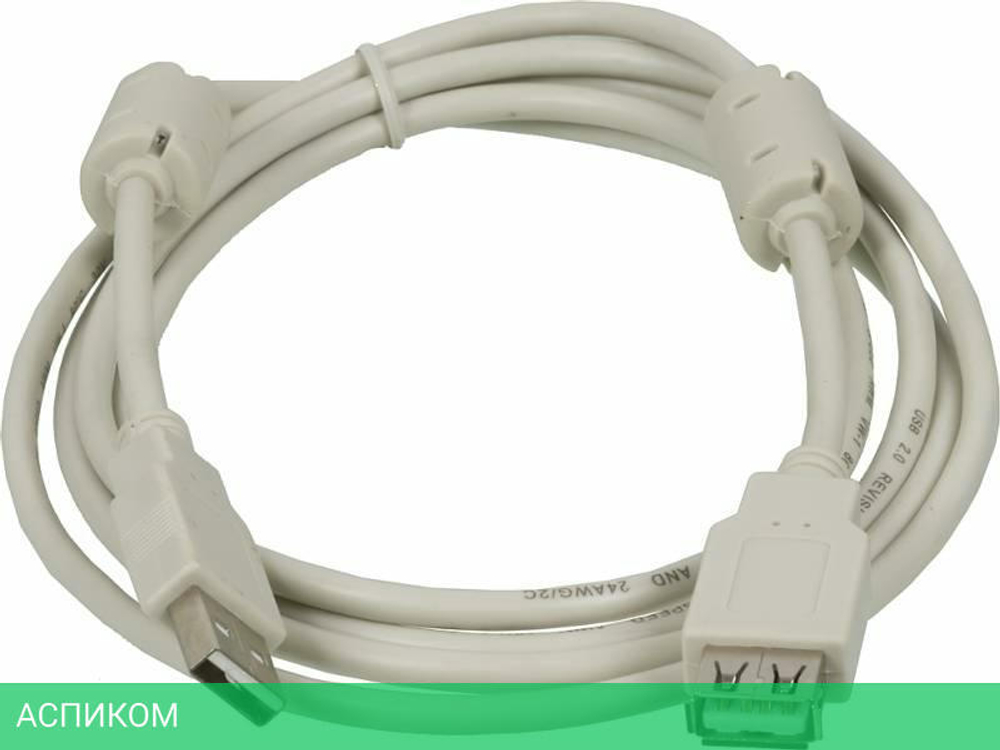 Кабель Ningbo USB A(m) USB A(f) 1.8 м ферритовые кольца USB2.0-AM/AF-1.8M-MG
