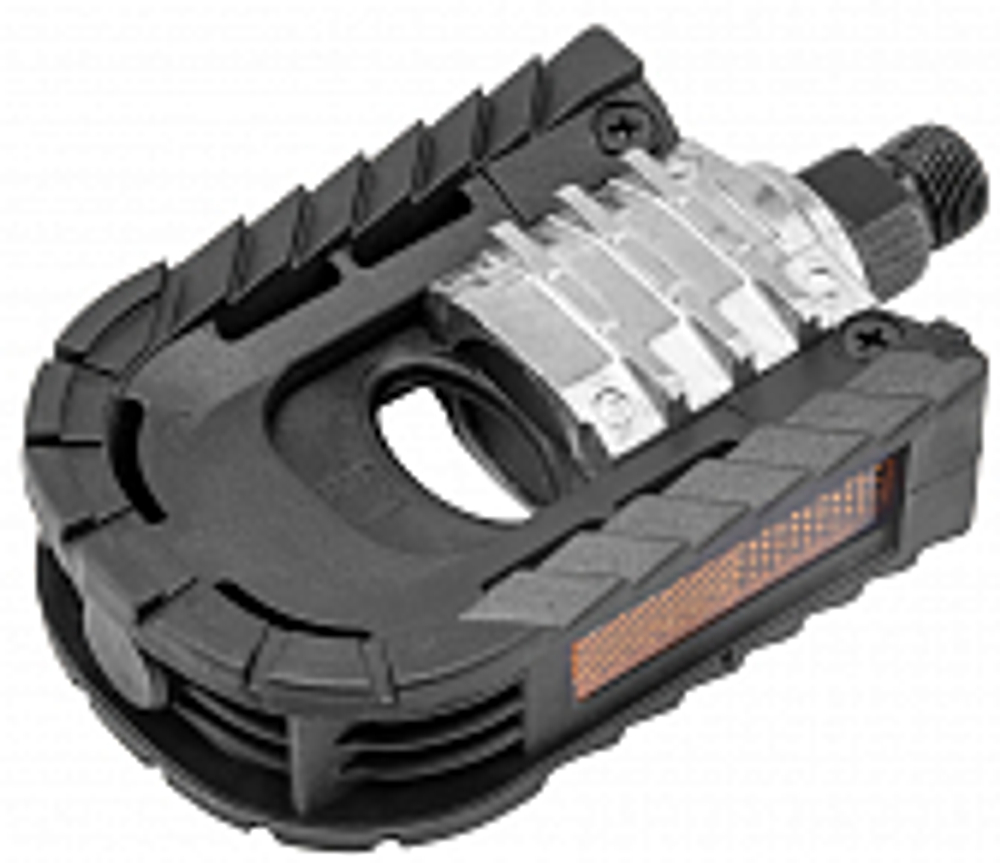 Педали FP-909 FEIMIN, ось 9/16" со светоотражателями, алюминиевые чёрные