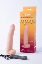 Реалистичный вибратор на присоске из кибер-кожи с выносным пультом Onjoy Remote Vibe-Dildo #4 (10 режимов) (Цвет: телесный)