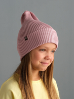 Шапка вязаная-резинка хлопковая КЭП(Пудра)