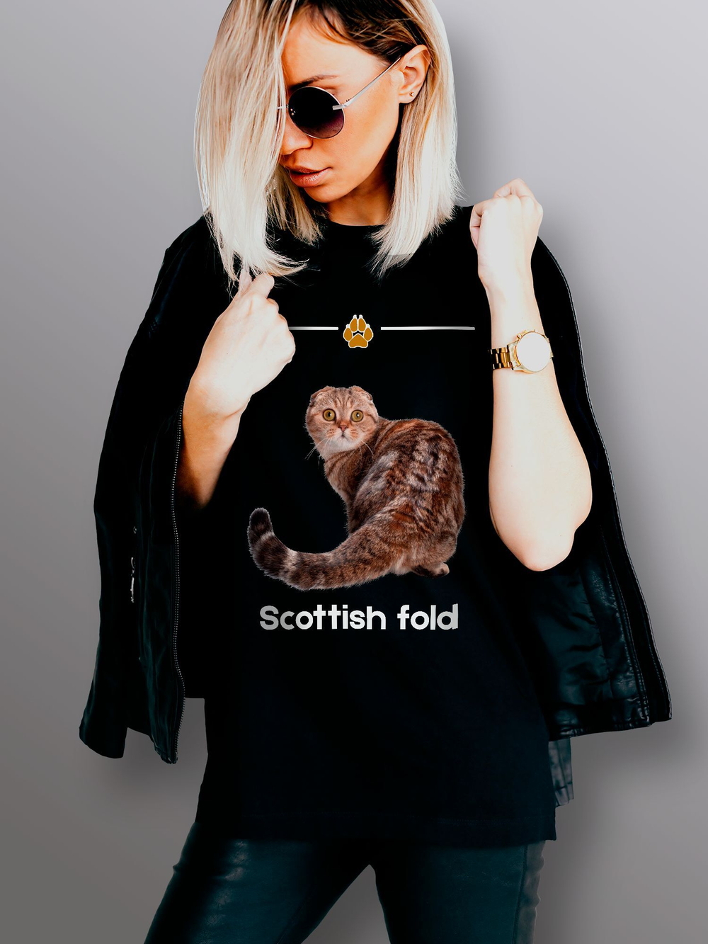 Футболка шотландская вислоухая кошка