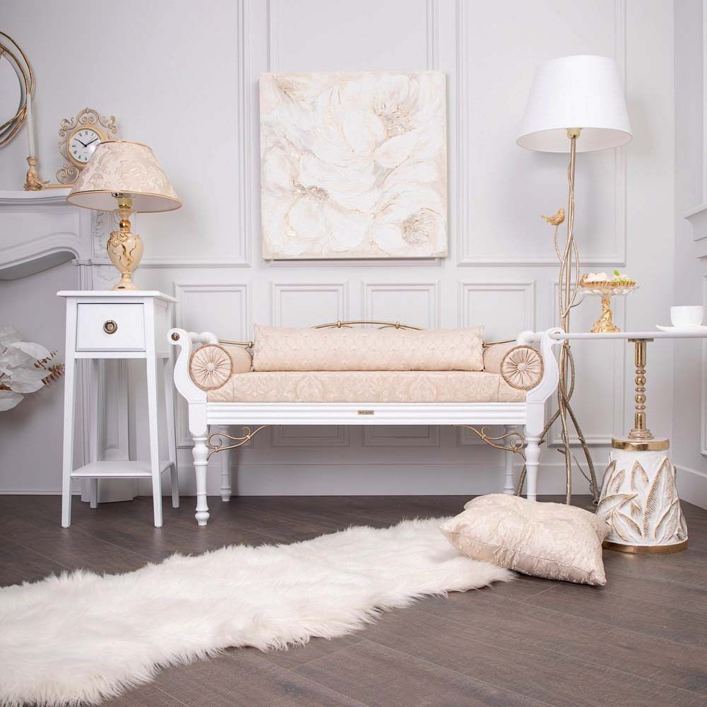 Банкетка Флоренция Премиум Белый Каледония Даймонд Айвори Амбер