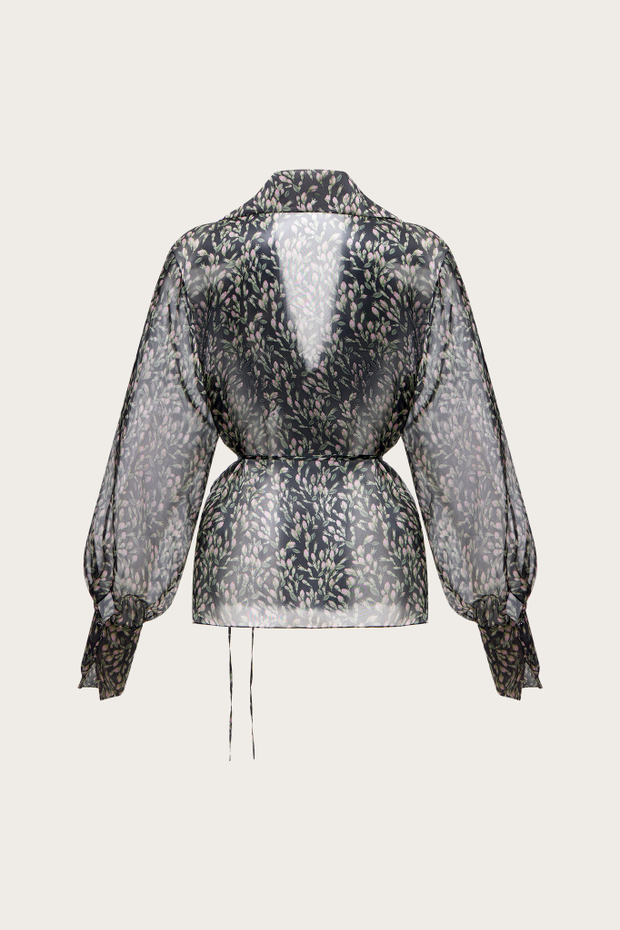 Блуза из органзы с авторским принтом