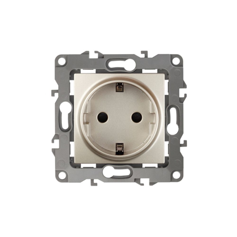 Розетка ЭРА Серия 12 12-2102-04 с заземлением 2P+E Schuko со шторками 16A-250В IP20 шампань | Эра 12