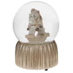 GAEM Фигурка декор в стекл шаре "Дед Мороз на лошадке" (муз с ключ), D 9 см, L9,5 W9,5 H14 см