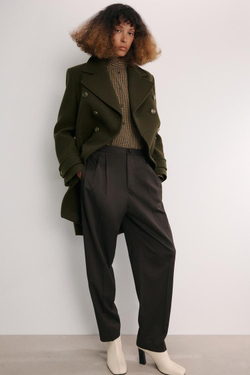 ZARA АСИММЕТРИЧНОЕ ПАЛЬТО ИЗ СМЕСОВОЙ ШЕРСТИ С ПУГОВИЦАМИ — ZW COLLECTION, ТЕМНЫЙ ХАКИ