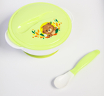 Набор тарелка с ложкой "Друзья" на присоске, цвет зеленый 3630399
