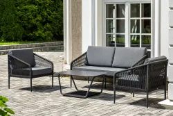 "Канны" лаунж-зона 4-местная плетеная из роупа (веревки), цвет темно-серый