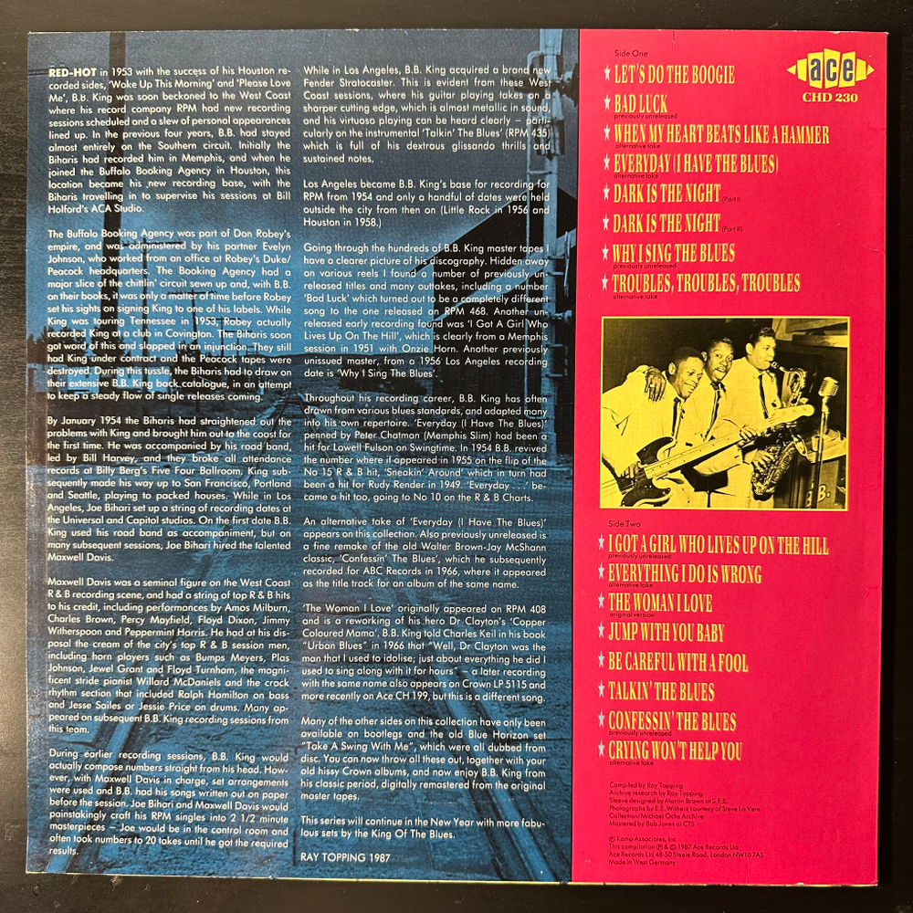 B.B. King ‎– Across The Tracks (Германия 1987г.)