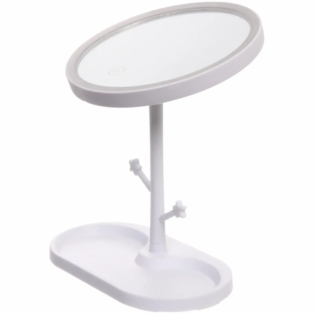 Зеркало настольное с подсветкой на подставке «SVET», цвет белый, USB, 29*5*17см