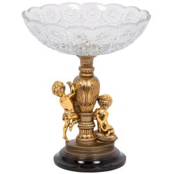 Фруктовница-конфетница Путти со стеклянной чашей 7373 Бронза