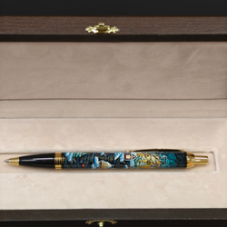 Ручка "Деревенский пейзаж" с ручной росписью Палех в футляре